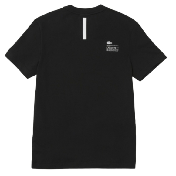 NWT LACOSTE Black Regular Fit Branded Piqué Tee Shirt Breathable Organic Cotton - Picture 4 of 7